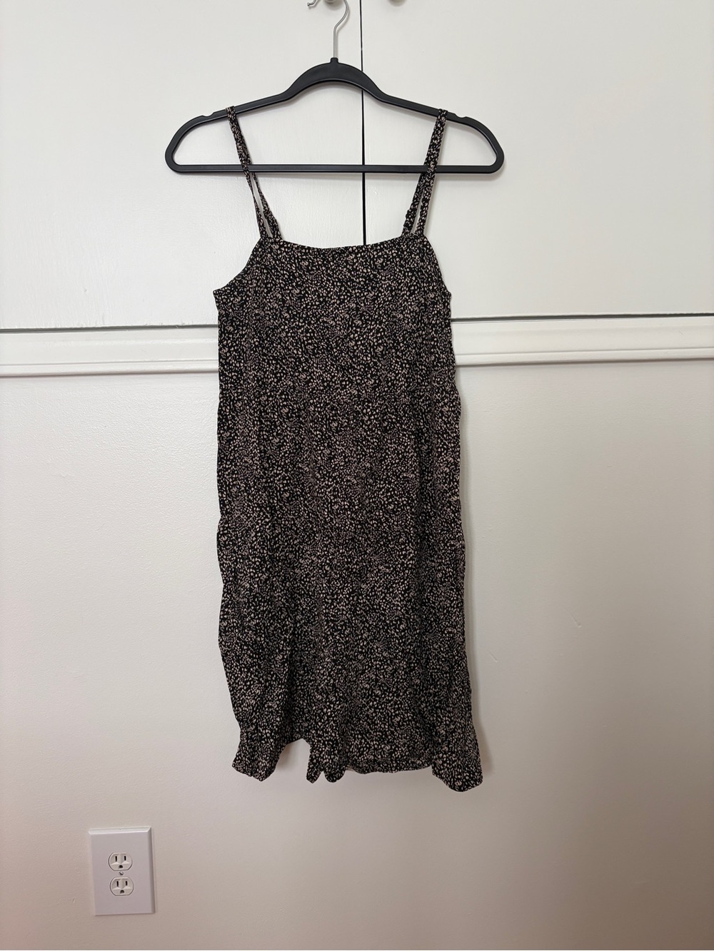 Old Navy Black Micro Floral Mini Slip Dress